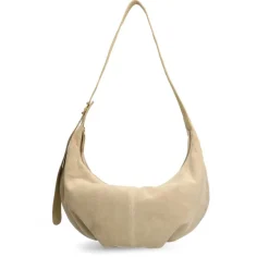 Manfield Beige suède schoudertas^ Schoudertassen