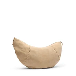 Manfield Beige suède schoudertas^ Schoudertassen