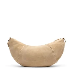 Manfield Beige suède schoudertas^ Schoudertassen