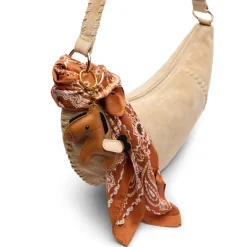 Manfield Beige suède schoudertas^ Schoudertassen