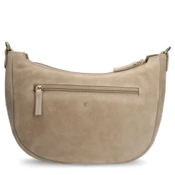 Manfield Beige suède schoudertas^ Schoudertassen
