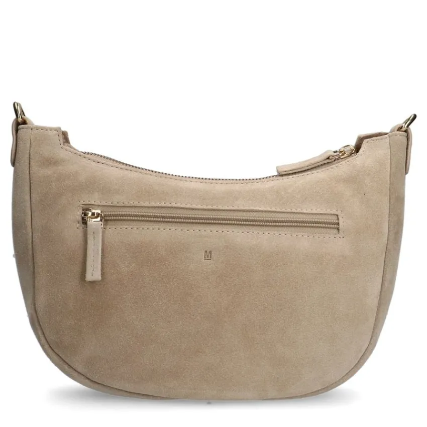 Manfield Beige suède schoudertas^ Schoudertassen