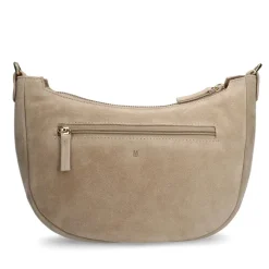 Manfield Beige suède schoudertas^ Schoudertassen