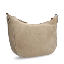 Manfield Beige suède schoudertas^ Schoudertassen