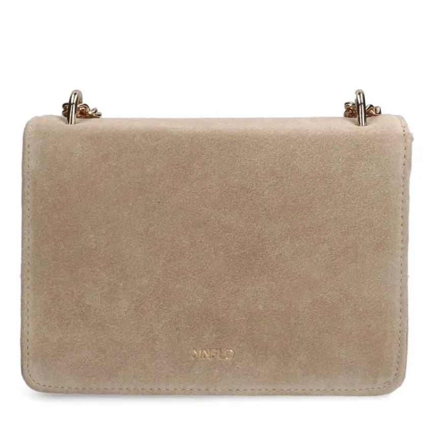 Manfield Beige suède schoudertas^ Schoudertassen
