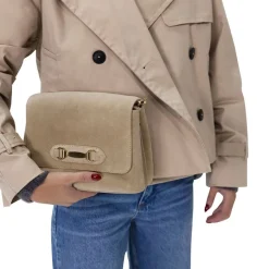 INTERIEURVANMIES X MANFIELD Beige suède schoudertas^ Schoudertassen