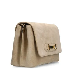 INTERIEURVANMIES X MANFIELD Beige suède schoudertas^ Schoudertassen