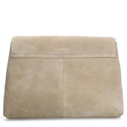 INTERIEURVANMIES X MANFIELD Beige suède schoudertas^ Schoudertassen