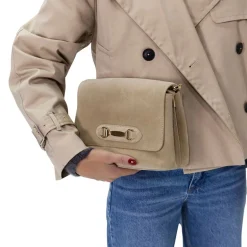 INTERIEURVANMIES X MANFIELD Beige suède schoudertas^ Schoudertassen
