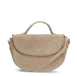 Manfield Beige suède schoudertas^ Schoudertassen