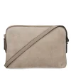 Manfield Beige suède schoudertas^ Schoudertassen