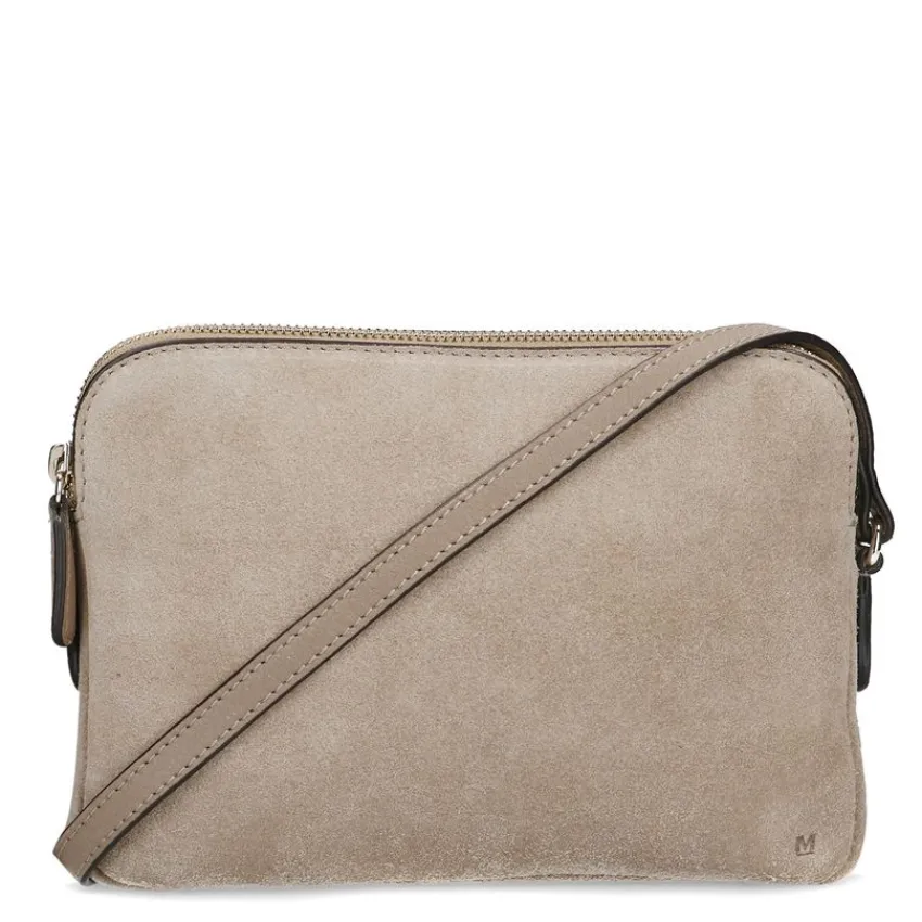 Manfield Beige suède schoudertas^ Schoudertassen