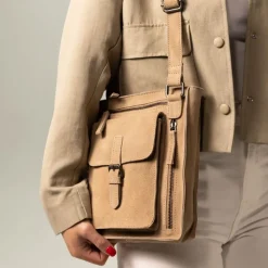 No Stress Beige suède schoudertas^Heren Heren Tassen|Schoudertassen