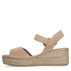 Manfield Beige suède sleehakken^DAMES Espadrilles|Sandalen
