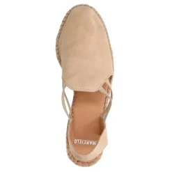 Manfield Beige suède sleehakken^DAMES Espadrilles|Sandalen