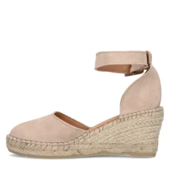 Manfield Beige suède sleehakken^DAMES Sandalen|Espadrilles