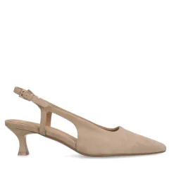 Manfield Beige suède slingback pumps^DAMES Pumps|Slingbacks