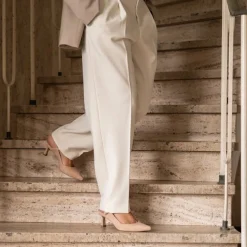 Manfield Beige suède slingback pumps^DAMES Pumps|Slingbacks