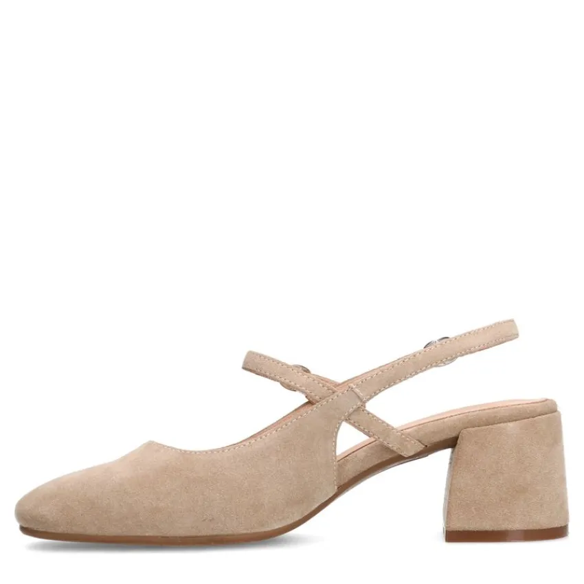 Manfield Beige suède slingbacks^DAMES Pumps|Slingbacks