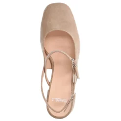 Manfield Beige suède slingbacks^DAMES Pumps|Slingbacks