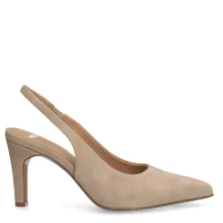 Manfield Beige suède slingbacks^DAMES Pumps|Slingbacks