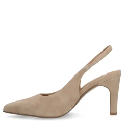 Manfield Beige suède slingbacks^DAMES Pumps|Slingbacks