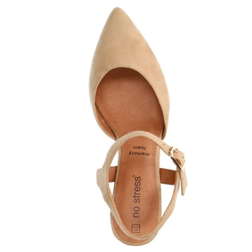 No Stress Beige suède slingbacks^DAMES Pumps|Slingbacks