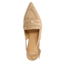 Manfield Beige suède slingbacks^DAMES Pumps|Slingbacks