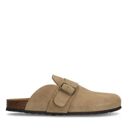 Manfield Beige suède slip ons^Heren Slippers & Sandalen