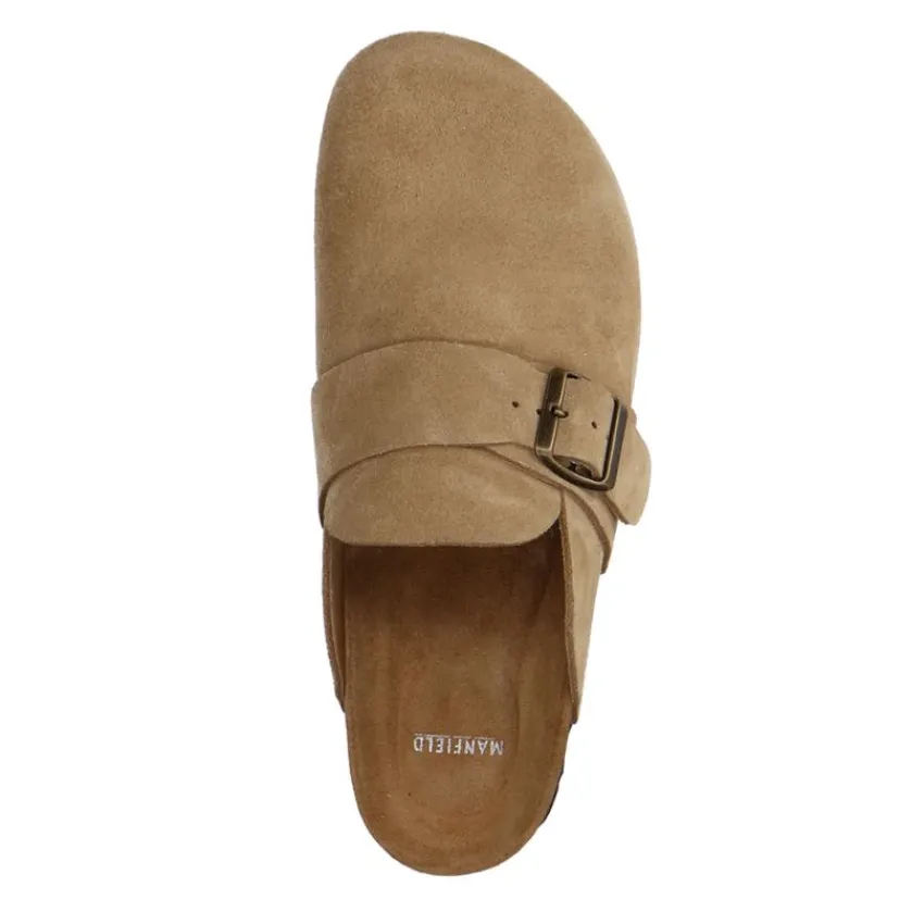Manfield Beige suède slip ons^Heren Slippers & Sandalen