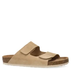 Manfield Beige suède slippers^Heren Slippers & Sandalen
