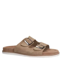 Manfield Beige suède slippers^Heren Slippers & Sandalen