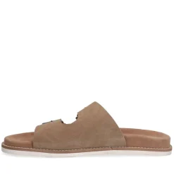 Manfield Beige suède slippers^Heren Slippers & Sandalen
