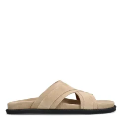 Manfield Beige suède slippers^Heren Slippers & Sandalen
