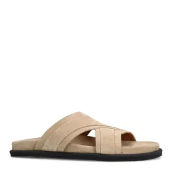 Manfield Beige suède slippers^Heren Slippers & Sandalen