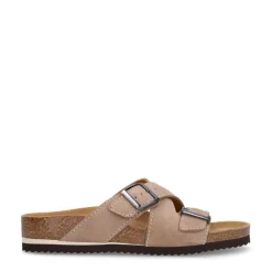 Manfield Beige suède slippers^Heren Slippers & Sandalen