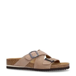 Manfield Beige suède slippers^Heren Slippers & Sandalen