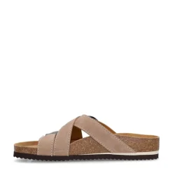 Manfield Beige suède slippers^Heren Slippers & Sandalen