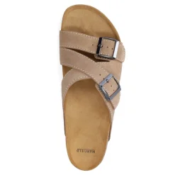 Manfield Beige suède slippers^Heren Slippers & Sandalen