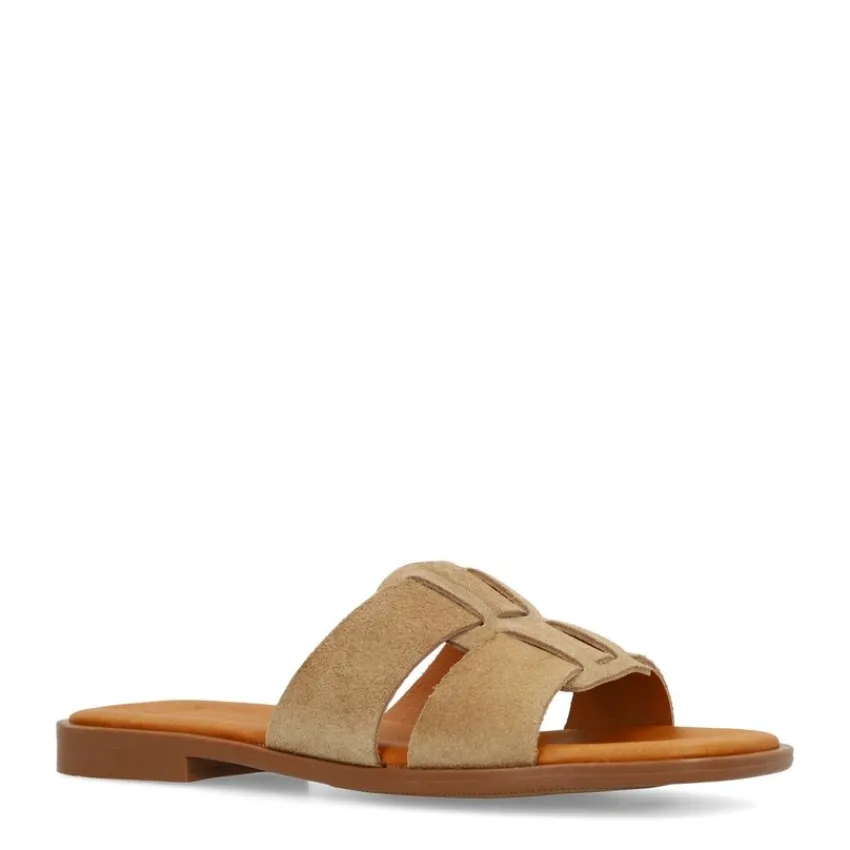 Manfield beige suède slippers^DAMES Slippers