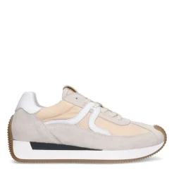 Manfield Beige suède sneaker met leren details^DAMES Sneakers