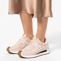 Manfield Beige suède sneaker met leren details^DAMES Sneakers