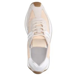 Manfield Beige suède sneaker met leren details^DAMES Sneakers