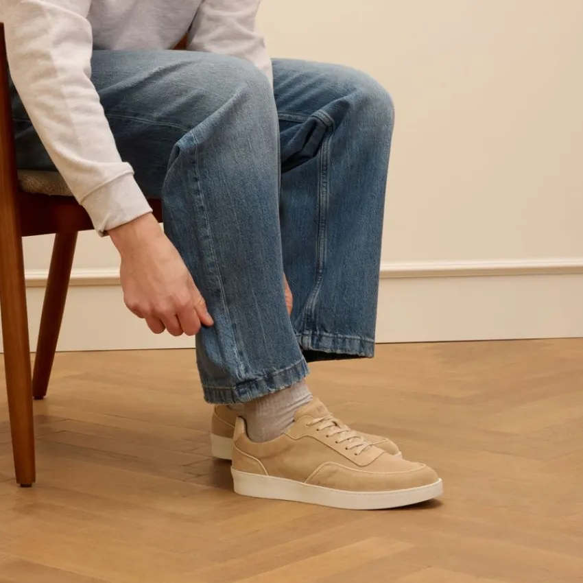 Manfield Beige suède sneakers^Heren Sneakers