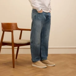 Manfield Beige suède sneakers^Heren Sneakers