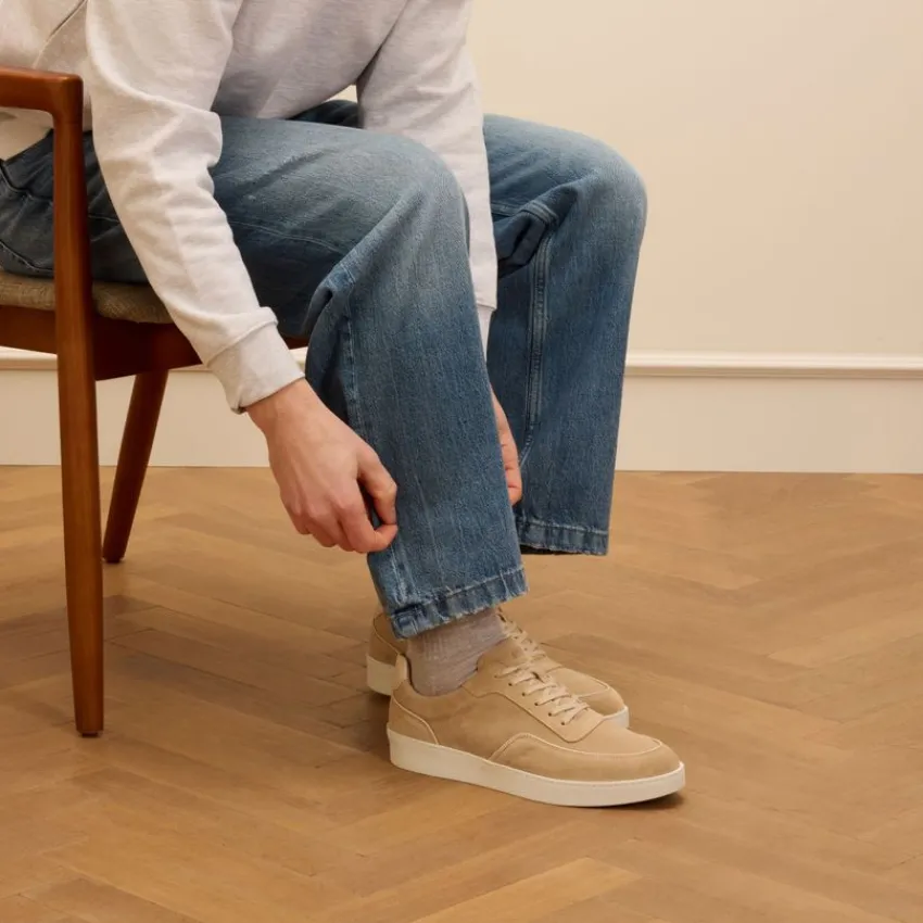 Manfield Beige suède sneakers^Heren Sneakers