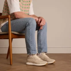 Manfield Beige suède sneakers^Heren Sneakers