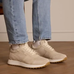 Manfield Beige suède sneakers^Heren Sneakers