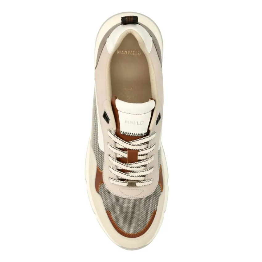 Manfield Beige suède sneakers^Heren Sneakers