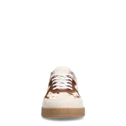 Manfield Beige suède sneakers met cow details^DAMES Sneakers